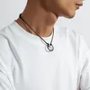 Pendant Necklaces Salircon Simple Leather Wax Thread Adjustable Rope Chain Necklace Fashion Geometric Round Casual Sports Jewelry