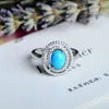 Cluster Ringe Natürlicher Blauer Türkis Ring Für Frauen Silber Edelstein 925 Sterling Mädchen Geburtstagsgeschenk Weihnachten