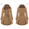 Trench Women Trench Overcoat Winter Turndown Collar Long Sleeve Peacoat Double Breasted Slim Outwear Belted Oversized YFX72