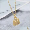 Pendentif Colliers Mode Coréenne Collier Luxueux Pour Les Femmes Cuivre Micro Incrustation Maçonnerie Fl Drill Portefeuille Sac À Dos Titane Acier Dro Dhbmq