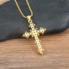 New Arrival Fashion Religion Simple Personalized Cross Pendant Copper Gold Plated 5 Colors Anniversary Zircon Jewelry