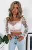 Blouses feminina Vintage Polka Dot Shirt Women Mulheres de manga Puff Sheer Mesh Mesh Longo Crop Crop Top Tops Elastic Plus Size S-XL