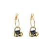 Charm LATS Luxury Gold Color Drop Earrings for Women Blue Rhinestone Dangle Earring 2022 Korean Female Fashion Elegant Jewelry AA230518