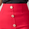 Jupes femmes élégant bouton bureau grande taille 2023 mode taille haute moulante jupe noire vêtements coréens longue rouge