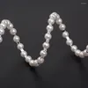 Bangle Gold/Silver Pearl Armband med kristaller och mousserande diamanter Elastic Armband-7 Rows Art Deco Bridal Jewelry
