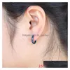 Hoop Huggie Punk Uni Small Earrings Black Gold Sier Color Stainless Steel Earring Circle Fashion Ear Jewelry For Women Man Dhgarden Dhgin