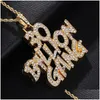 Pendentif Colliers Hop Fl En Acier Inoxydable Lettres Mots Bling Glacé Corde Chaîne Pendentifs Pour Hommes Femmes Bijoux Or Couleur Drop Deliv Dhn6R