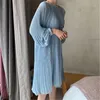 Enceinte mon vêtements à la mode élégante robe de maternité ordinaire couleur pure populaire printemps simplement col rond en mousseline de soie robe grande taille ba026 B23