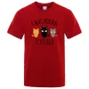 나는 평범한 3 cats 전 귀여운 인쇄 티셔츠 남자 패션 캐주얼 짧은 슬리브 여름 통기성 대형 티
