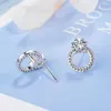 Orecchini a bottone Clear Tiny Star Crystal Round Small Hoop 5A Zirconia Fashion Wedding Party Jewelry Regali per le donne