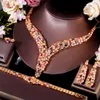 Ensembles de bijoux de mariage CWWZircons 4pcs zircon cubique multicolore nigérian Dubai plaqué or mariée pour accessoires de costume T652 230519