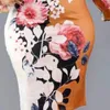 Платья плюс размеры весеннее африканское стиль шифоновый круглая шея 34 рукав платье с цветочным принтом для женщин 230519