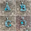 Pendentif Colliers Western Initial Charm Collier Aztèque Imprimer Tiny Turquoise Rodeo Lettre Cowgirl Accessoires Anniversaire G Drop Deliver Dh49J