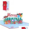 Kartki z życzeniami Wesołych świąt pop -up karta ręcznie robiona 3D świąteczne prezenty wakacyjne upuszczenie dostawy domu ogród ogród świąteczne zapasy imprezy impreza dhxhc