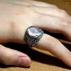 Clusterringen Turkish 925 Sterling Silver Natural Agate Ring Heren hoogwaardige sieraden met ovale witte steen vintage luxe geschenken voor