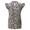 Camisas de blusas femininas para mulheres petite moda 2023 senhoras verão casual chiffon leopard stand manga longa feminino womenwomen's