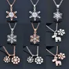 Flocon de neige Fleur Pendentifs et colliers Rose Or Argent Couleur Zircone Collier Pour Femmes Cou Chaînes Bijoux