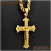 Pendant Necklaces Sunnerlees Stainless Steel Jesus Christ Cross Necklace Byzantine Link Chain Sier Color Gold Plated Men Boy Gift Dr Dhroh