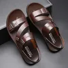 Mäns färg kortfattade pu Men Summer Leather Solid Common Comfort Open Toe Sandaler Soft Beach Footwear Male Shoes 230518 59