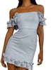 Casual Dresses Women Sexy Off Shoulder Floral Lace Tube Top Mini Dress Backless Ruffle A Line BodyCon Short Party Club