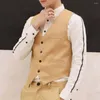 Herenvesten mannen waistcoat stevige kleur slanke single-breasted formele lente vest business gilet casual mouwloze jurk