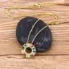 New Arrival Fashion Rainbow Luxury Copper Crystal Round Pendant Necklace Factory Wholesale Charm Women Girls Chain Necklace