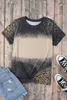 T-shirt con stampa tie-dye leopardata bianca sbiancata grigia b4i1 #