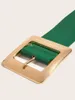 Cintos 2023 Vintage Square Pin Buckle Women's Women's Fashion Ladies Green Color Wide for Girls