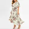 Plus la taille Robes Taille XL-5XL Femmes Floral En Mousseline De Soie Fleur Robe Style Bohème Plage D'été Urbain Gypsy Mode Ropa Mujer 230518