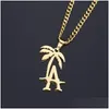 Pendant Necklaces Hip Hop West Coast Rapper La Palm Tree Titanium Steel Necklace Cool Beach Coconut Cuban Chain Jewelry Morr22 Drop Dhe3U