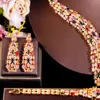 Wedding Jewelry Sets CWWZircons 4pcs Multicolor Cubic Zirconia Nigerian Dubai Gold Plated Bridal for Costume Accessories T652 230519