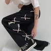 Мужские штаны Harajuku Lace Up Up Offize Wide Men Split Split Streetwear Fashion Skateboard щиколотке
