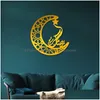 Andra festliga festförsörjningar Ramadan Mirror Stickers Gold Sier Muslim Islam Eid Mubarak Festival Home Decoration Drop Delivery Gard Dh376