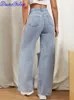 Jeans de mujer DenimColab Hole Washed Wide Leg Pants Jeans Mujer Loose Boyfriend Jeans 100% algodón Mom Jeans Pantalones casuales Pantalones de mezclilla 230519