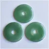 Pendant Necklaces Natural Stone Doughnut Necklace 40Mm Round Green Aventurine Ladies Jewelry Gifts Wholesale 6Pcs/Lot Drop Delivery P Dhrb5