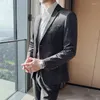 メンズスーツPlyesxale Velvet Houndstooth Print Blazer for Men Fashion Business Officeカジュアルドレススーツジャケット最高品質の男性ブレザーQ789