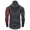 Hommes T-shirts 2023 Gris Stretch Fitness Costume Pour Hommes À Capuche À Manches Longues T-shirt Tatoué Ligue Masque