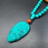 Подвесные ожерелья Blue Gemstone Quan Yin китайский фэн -шуй амулет для здоровья ожерелье Guan стабилизированное бирюзовое авалокитсвара