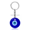 Kluczowe pierścienie Turkish Evil Blue Eye Pierdzież samochodowa Amet Lucky Charm wiszący wisiorek klejnotka upuszcza biżuteria dhgarden dhlnd