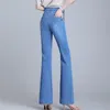 Byxor sommar jeans kvinnor 2023 nya elastiska flare jeans damer hög midja denim byxor vintage tunna byxor jean femme vaqueros mujer