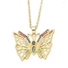 Pendentif Colliers Libellule Papillon Avec Arc-En-Zircon Pierre Délicat 18K Plaqué Or Collier Pour Les Femmes D'été Bijoux Cadeaux Dro Dh1Kj