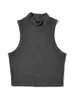 Женские танки Camis Summer Black Women Fashion Top Top Высокая шея белые рукавочные вершины 5 цветов P230519