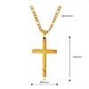 Real 10k Yellow Solid Fine Gold GF Jesus Cross Crucifix Charm Big Pendant Figaro Chain Necklace gold silver color