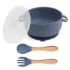 Baby Cutrow Set Food Grad Silicone Bowl med lockskedgaffelplatta matning ätskål med sugkopp icke-silp barn bordsartiklar vattentät bib bpa gratis 8 st/set BC682