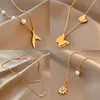 Classic Gold Color Stainless Steel Necklace For Women Jewelry Limited Pearl Beads Heart Pendant Necklace Birthday Gift