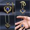 Pendant Necklaces Bohemia Blue Natural Stone Stainless Steel Necklace Chain Women Gold Color Heart Jewelry Collar N3604S04Pendant Dr Dhlpp