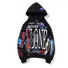 Erkek Kapüşonlular Graffiti Hoodie Tişörtü Erkek Kadın Tasarımcı Kazak Streetwear Sonbahar Kış Kazak "Şanslı ben hayaletler görüyorum"