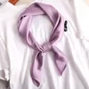 Шарфы с твердыми цветами шелковые квадратные шарфы для женщин мягкие атласные шейки женская голова хиджаба шейная шея галстуки скинни
