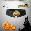 Katthalsar leder hundhalsband Halloween justerbar rem pumpa krage elastisk bowtie tillbehör spänne husdjur leveranser