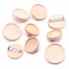 10pcs/lot Blank Wood Cabochon Brooch Base Settings 20 25 30 40mm Dia Round Bezel Tray Diy Brooches Pin Backs for Jewelry Making